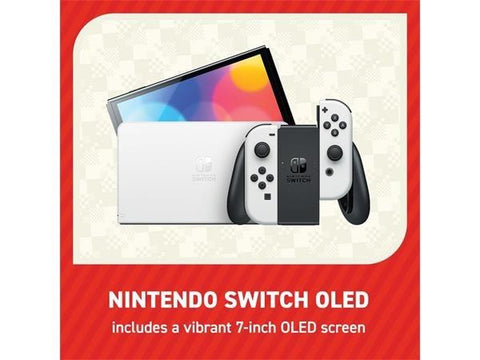 Nintendo Switch OLED White +Mario Wonder +12M Online pass - Fotosound Jersey LTD.