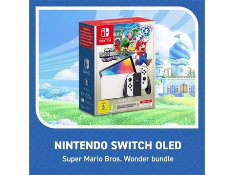 Nintendo Switch OLED White +Mario Wonder +12M Online pass - Fotosound Jersey LTD.