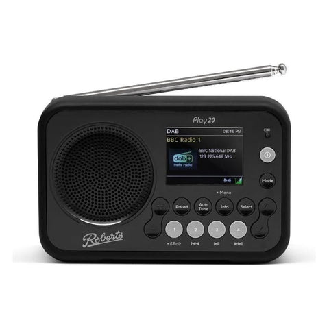 Roberts PLAY20 Compact and Portable DAB/DAB+/FM Digital Radio, Rubber - Protected - Fotosound Jersey LTD.